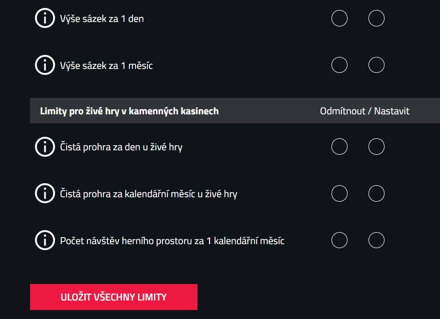 nastavení sebeomezujících limitů v betor casinu