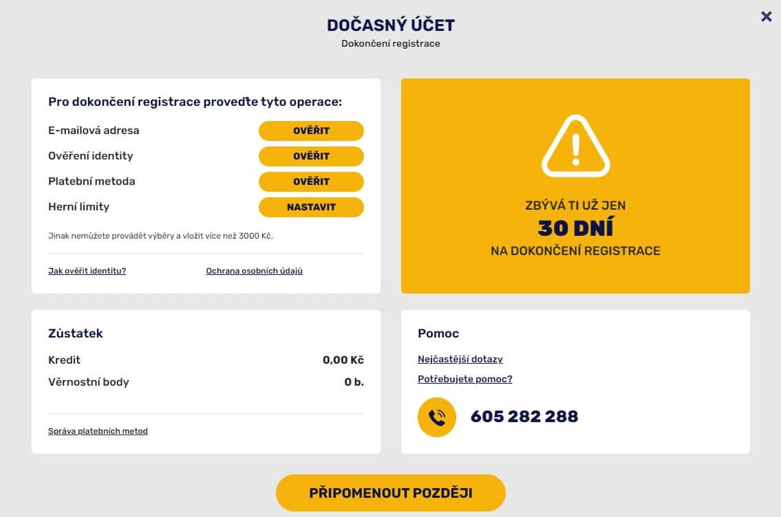 Dočasný účet u Forbes casina