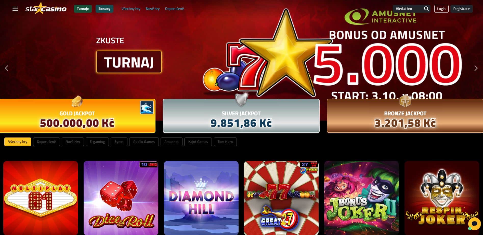Star casino rozhraní